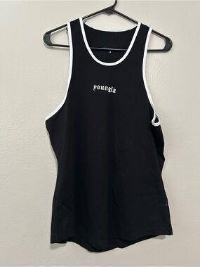 Youngla Black Tank Top with White Trim size M